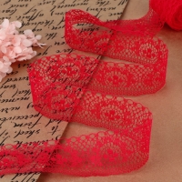 Кружево капроновое, 35 мм &times; 10 &plusmn; 1 м, цвет красный