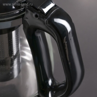 Чайник стеклянный заварочный &laquo;Иллюзия&raquo;, 1,5 л, с металлическим ситом, цвет чёрный