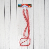 Бусы на ёлку 2 м d-3 мм "Овалы грани" красный