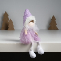 Кукла интерьерная "Девочка в сиреневом платьишке с пушистым воротником" 7,2х7х18 см