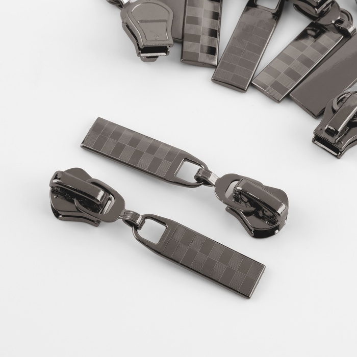 Бегунок автоматический для молнии &laquo;Трактор&raquo;, №5, 10 шт, цвет чёрный никель