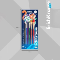 Набор кистей синтетика 6 штуки, ErichKrause "Space Animals" для творчества, в блистере