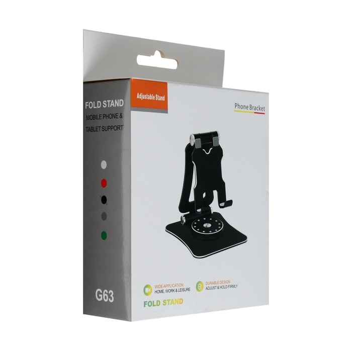 Подставка для телефона, регулируемая, складная, поворот на 360°, металл, чёрная Подставка для телефона, регулируемая, складная, поворот на 360°, металл, чёрная