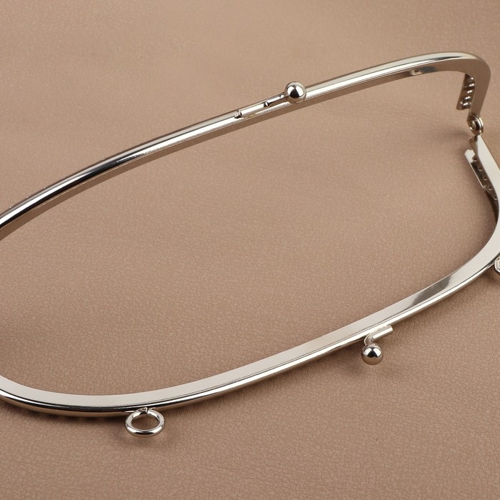 Фермуар пришивной &laquo;Полукруг&raquo;, с креплениями, 20 &times; 7,5 см, цвет серебряный