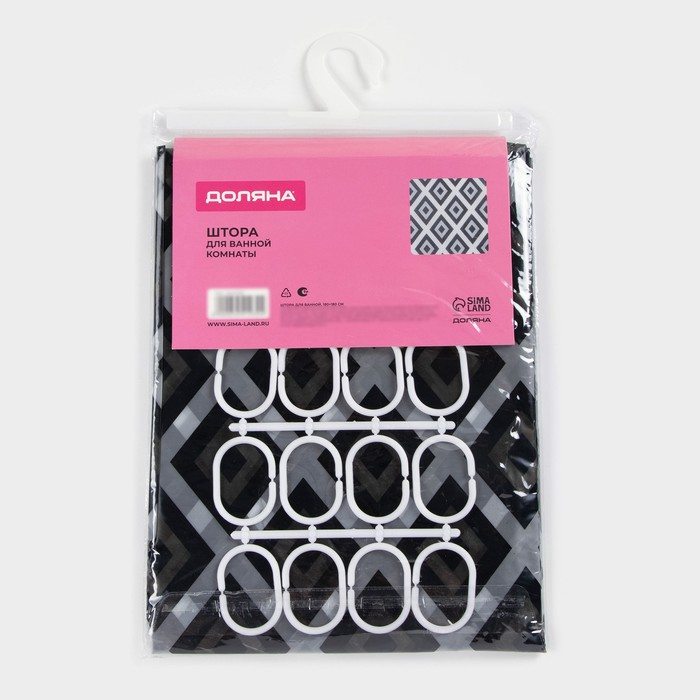 Штора для ванны Доляна &laquo;Ромбы&raquo;, 180&times;180 см, EVA