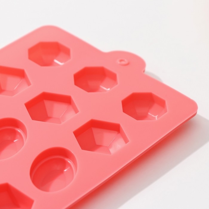 Форма для конфет и шоколада Доляна &laquo;Кристаллы&raquo;, силикон, 22&times;11 см, 18 ячеек (3,2&times;2,5 см), цвет МИКС