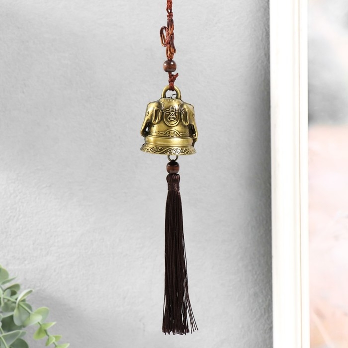 Колокольчик металл "Слон и узел счастья" 32 см