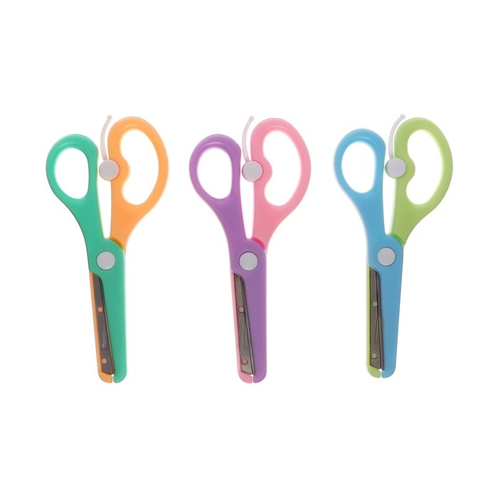 Ножницы пластиковые 13 см, фиксатор, с металлическими лезвиями и закруглёнными концами, безопасные, МИКС Ножницы пластиковые 13 см, фиксатор, с металлическими лезвиями и закруглёнными концами, безопасные, МИКС