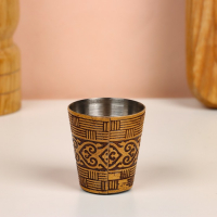 Набор стопок &laquo;Герб России&raquo;, 4 шт, в тубусе, 4,5&times;4,5&times;9 см, береста