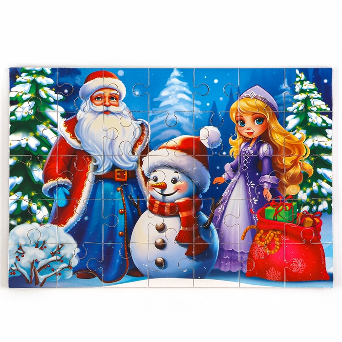Пазл для детей магнитный деревянный &laquo;Новый год! Дед Мороз&raquo;, 21 х 15 см