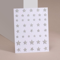 Новый год! Наклейки для ногтей «Звёзды», с блёстками, цвет серебристый Новый год! Наклейки для ногтей «Звёзды», с блёстками, цвет серебристый
