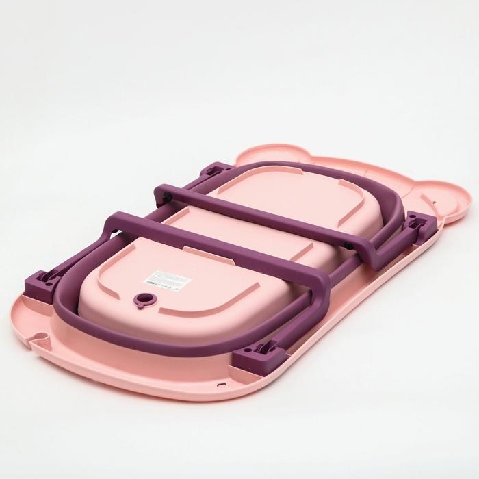 Ванночка детская складная со сливом, &laquo;Мишка&raquo;, 83 см., цвет розовый