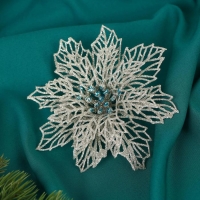 Украшение ёлочное "Ажурный цветок" (набор 2 шт) 14 см, серебро Украшение ёлочное "Ажурный цветок" (набор 2 шт) 14 см, серебро