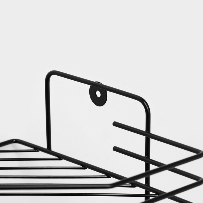 Полка угловая для ванной, настенная, 1 ярус, с мыльницей, 27,5×20×15,5 см, цвет чёрный Полка угловая для ванной, настенная, 1 ярус, с мыльницей, 27,5×20×15,5 см, цвет чёрный