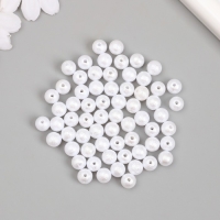 Бусины для творчества пластик "Жемчуг белый шершавый" d=0,8 см набор 500 гр