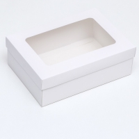 Коробка подарочная складная, упаковка, крышка-дно, с окном, белая, 24 х 17 х 8 см