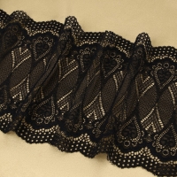 Кружевная эластичная ткань, 185 мм &times; 2,7 &plusmn; 0,5 м, цвет чёрный