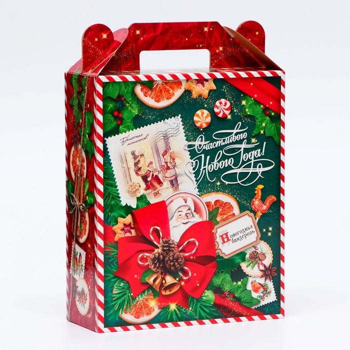 Новый год. Подарочная коробка новогодняя Изумрудный Винтаж 17 х 7 х 25,5 см. Новый год. Подарочная коробка новогодняя Изумрудный Винтаж 17 х 7 х 25,5 см.