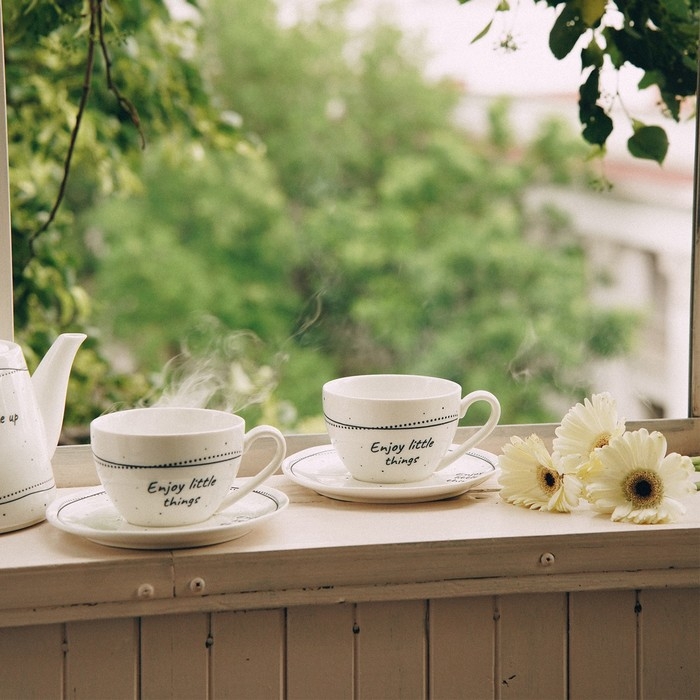 Набор чайный фарфоровый SL Home &laquo;Милый дом&raquo;, 4 предмета: 2 чашки 275 мл, 2 блюдца d=15,5 см, цвет белый