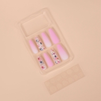 Ногти накладные с кл пластинами 12шт Цветы балерина разноцв к/кор QF