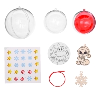 Набор &laquo;Новогодние шары&raquo;, шар &mdash; 9 см и 7 см, с наклейками, с деревянными основами