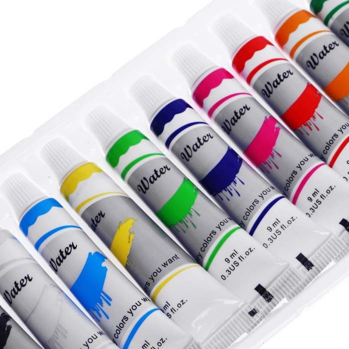 Краски акварельные, 12 цветов, в пластиковой тубе, 9 мл, в картонной коробке