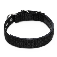 Ошейник "Комфорт" комбинированный (полиэстер, искусственная кожа), 58 х 3 см, ОШ 45-52 см, чёрный 60