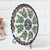 Ляган Риштанская Керамика "Цветы", 32 см, синий, глубокий