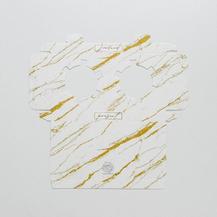 Коробка для капкейка, кондитерская упаковка, 2 ячейки, &laquo;Мрамор&raquo;, 16 х 8 х 11.5 см