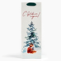 Пакет под бутылку &laquo;С Новым годом&raquo;, лиса, 13 х 36 х 10 см , Новый год