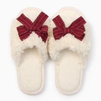 Тапочки женские с открытым носом, размер 40-41, бордовый бант