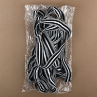 Тесьма трикотажная лампас 25 мм, 9,1 &plusmn; 0,5 м, цвет серебряный/чёрный/белый