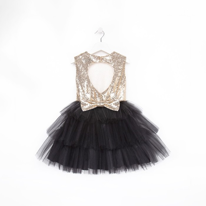 Платье нарядное для девочки с пайетками KAFTAN, размер 30 (98-104), цвет чёрный