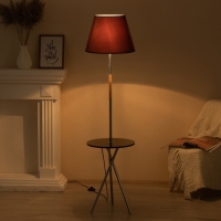 Торшер "Патрисиа" 1х15Вт Е27 со столиком хром/коричневый 40х40х157см Торшер "Патрисиа" 1х15Вт Е27 со столиком хром/коричневый 40х40х157см