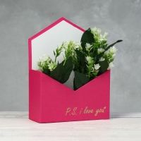 Конверт с золотым тиснением P.S. I love you, малиновый 18 х 24 х 7 см Конверт с золотым тиснением P.S. I love you, малиновый 18 х 24 х 7 см