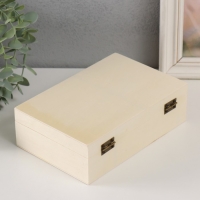 Шкатулка дерево под роспись с делениями "Прямоугольная"  замок накидной 19,5х13х6 см