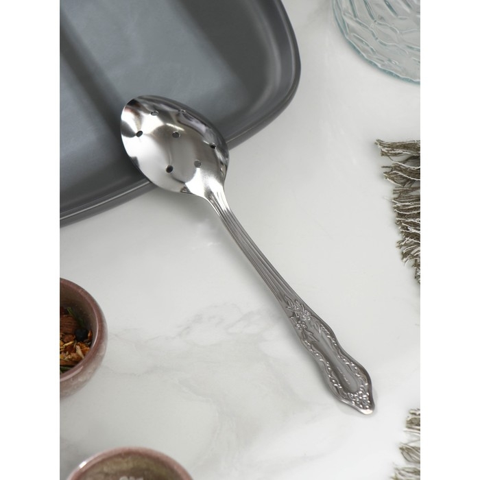 Ложка для снятия пены из нержавеющей стали &laquo;Славяна&raquo;, ручка 12,7 см, толщина 1,2 мм