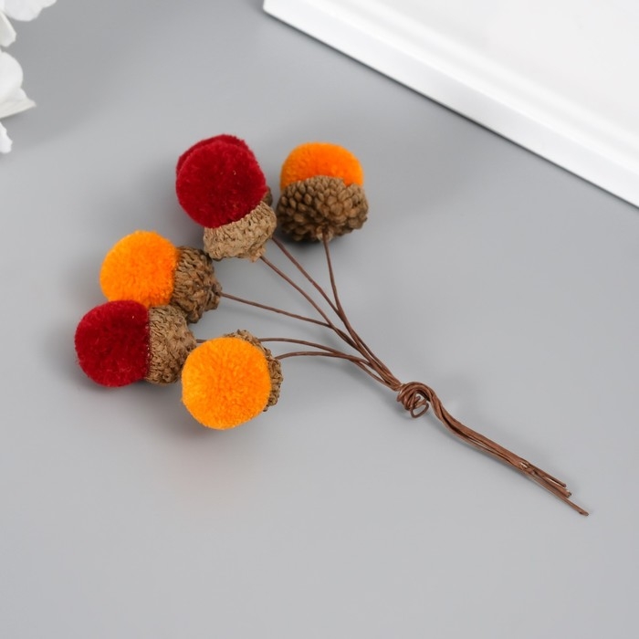 Цветы для декорирования Цветы для декорирования "Хлопчик" оранжево-бордовый 1 букет= 6 веточек d=2 см 11 см