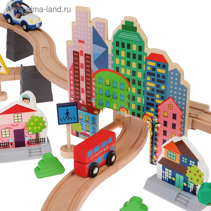 Железная дорога Железная дорога "Путешествие на море", поезд на батарейках, 92 элемента