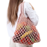 Авоська 35 х 48 см, ручка 14 см, клетка 3.5 см, персиковая