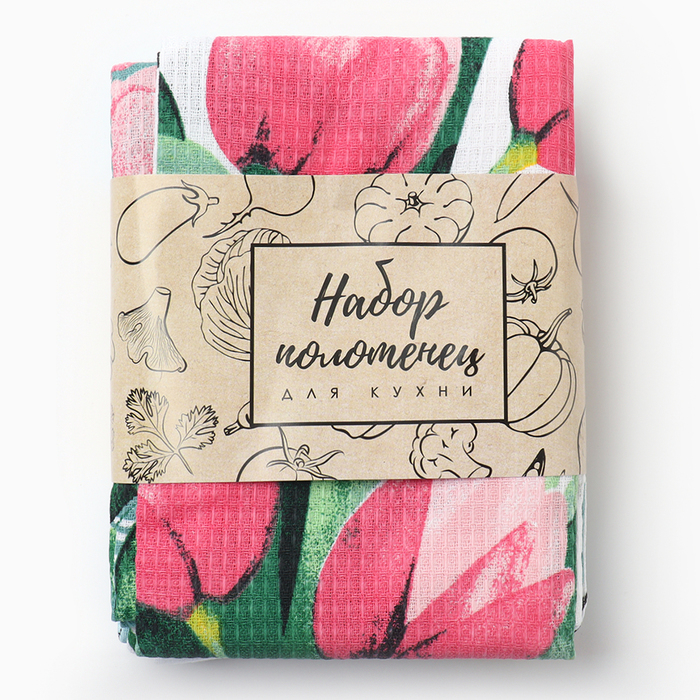 Набор кухонных полотенец Доляна &laquo;Цвети&raquo; 35х60см-4шт, 100% хл