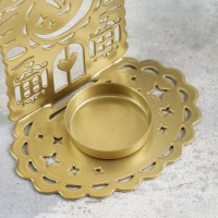 Подсвечник "Домик с часами" металл на одну свечу, 6,7х10х13,5 см, золотой