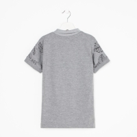 Футболка поло для мальчика, цвет серый/принт микс, рост 122 см