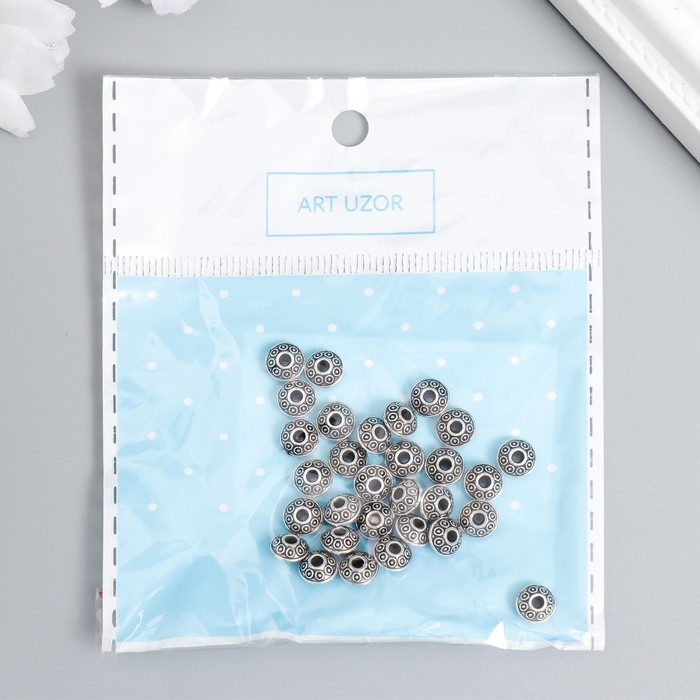 Бусины металл для творчества "Микро" серебро набор 30 шт 0,37х0,6х0,6 см