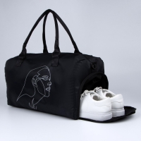 Сумка женская спортивная One line на молнии, отдел из ПВХ, отдел для обуви, наружный карман, цвет чёрный Сумка женская спортивная One line на молнии, отдел из ПВХ, отдел для обуви, наружный карман, цвет чёрный