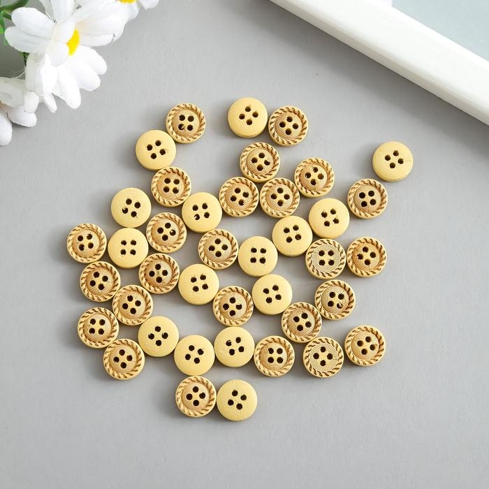 Пуговицы дерево для творчества 4 прокола "Стежки на круге" набор 40 шт 1,2х1,2х0,3 см