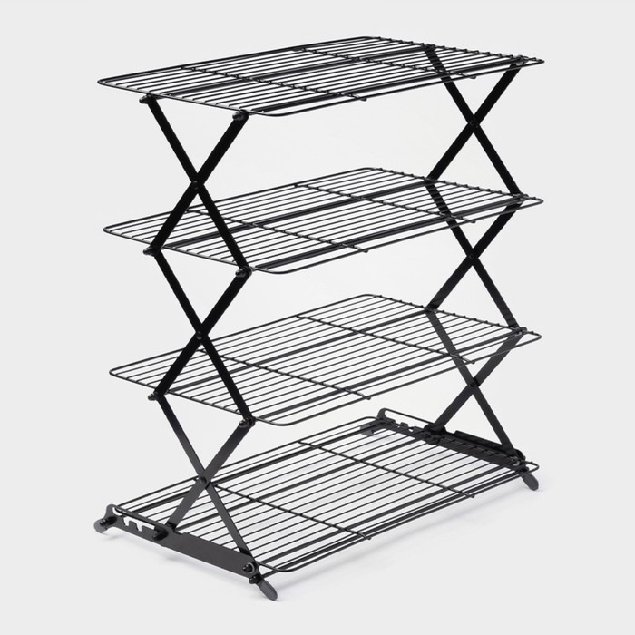 Решётка для глазирования и остывания кондитерских изделий, 4 яруса, 43,5&times;25,5&times;8 см, цвет чёрный
