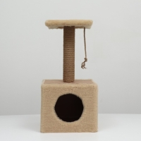 Домик для животных, с когтеточкой и полкой, джут, 32 х 32 х 64, бежевый Домик для животных, с когтеточкой и полкой, джут, 32 х 32 х 64, бежевый