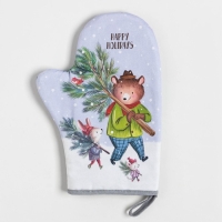 Новый год. Набор Кухонный Magic winter, варежка-прихватка 20х28см, прихватка 19х19см, 100% хл