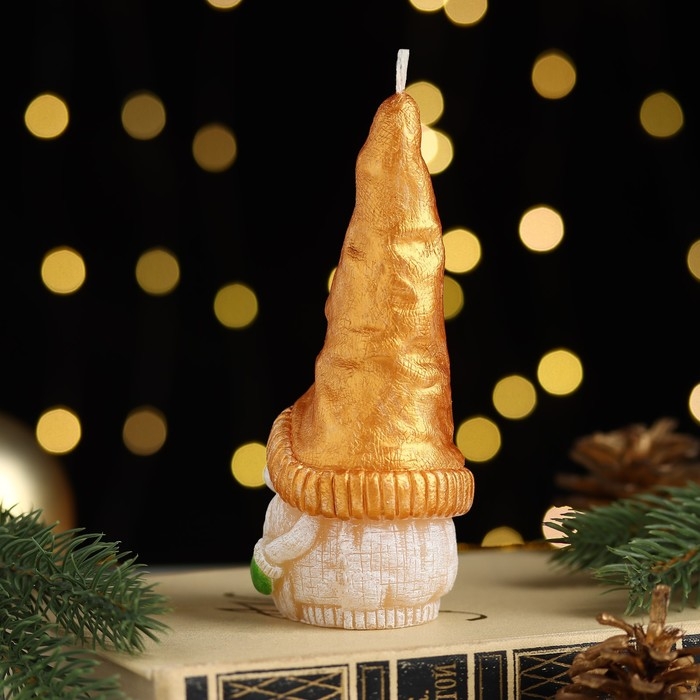 Свеча декоративная Свеча декоративная "Сказочный гномик", 5,2х5,8х13,2 см, металлик